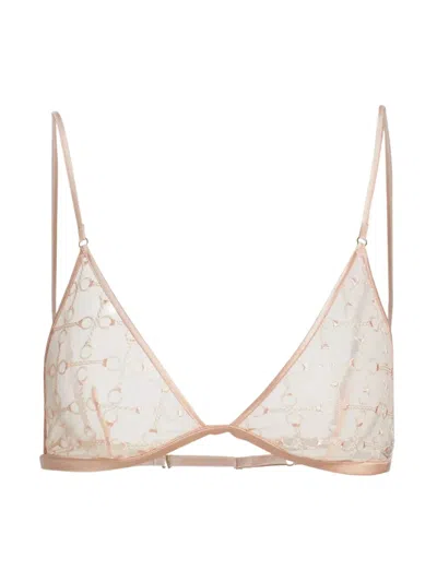 Kiki De Montparnasse Women's Handcuff Lace Triangle Bra In Blush