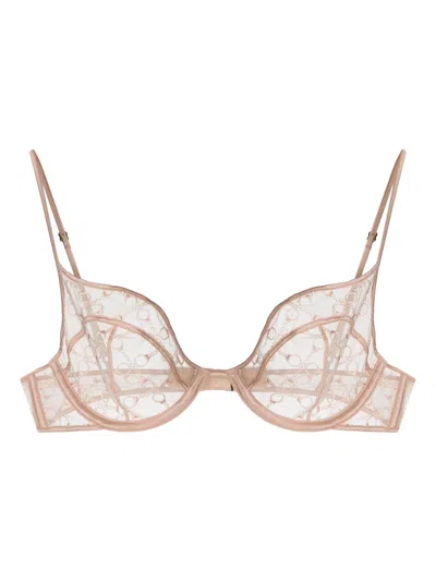 Kiki De Montparnasse Handcuff Mesh Bra In Pink