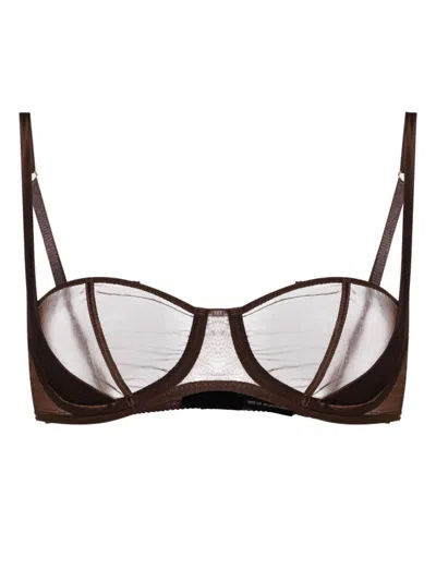 Kiki De Montparnasse Illusion Balconette Bra In Brown