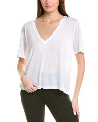 Kiki De Montparnasse Intime Deep V-neck Silk-blend T-shirt In White