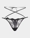 Kiki De Montparnasse Jolie Strappy Lace Thong In Black