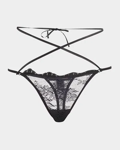 Kiki De Montparnasse Jolie Strappy Lace Thong In Black