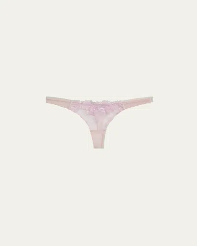 Kiki De Montparnasse Juliette Embroidered Low-rise Lace Thong In Brown
