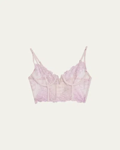 Kiki De Montparnasse Juliette Longline Floral Lace Bra In Blossom