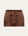Kiki De Montparnasse Silk Tie-up Pyjama Shorts In Mink Print