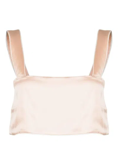 Kiki De Montparnasse Kiki Silk Lounge Bandeau Top In Neutrals