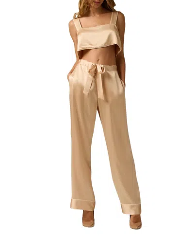 Kiki De Montparnasse Kiki Silk Lounge Tie Up Pant In Pink