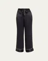 Kiki De Montparnasse Kiki Straight-leg Silk Lounge Pants In Black Wiith Blush Pi