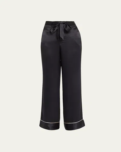 Kiki De Montparnasse Kiki Straight-leg Silk Lounge Pants In Black Wiith Blush Pi