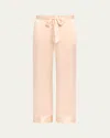 Kiki De Montparnasse Kiki Straight-leg Silk Lounge Pants In Blush With Ivory Piping