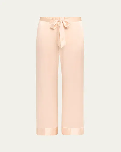 Kiki De Montparnasse Kiki Straight-leg Silk Lounge Pants In Blush With Ivory Piping