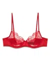 Kiki De Montparnasse La Rose Floral-embroidered Demi Bra In Red
