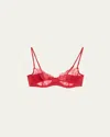 Kiki De Montparnasse La Rose Floral-embroidered Demi Bra In Red