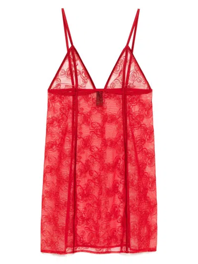 Kiki De Montparnasse La Rose Slip Dress In Red