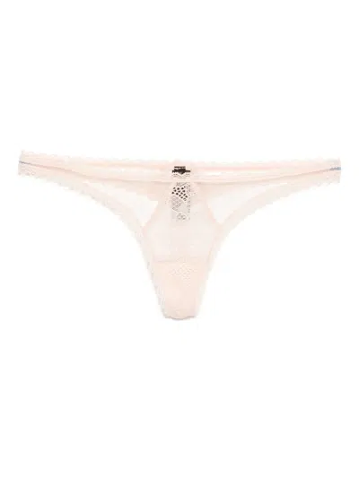 Kiki De Montparnasse Lace-detail Thong In Pink