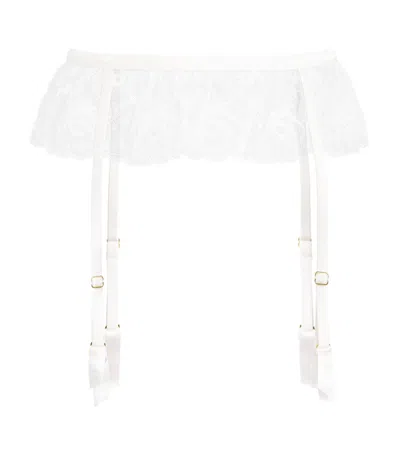 Kiki De Montparnasse Lace Fleurs Veloutées Garter Belt In Ivory