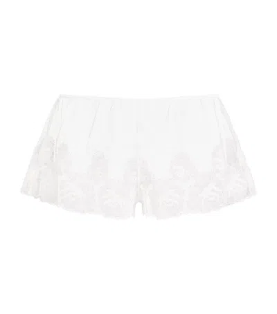Kiki De Montparnasse Fleur Veloutes Embroidered Mesh Briefs In White