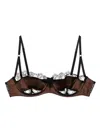 Kiki De Montparnasse Lace Inset Balconette Bra In Brown