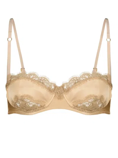 Kiki De Montparnasse Lace Inset Balconette Bra In Neutrals