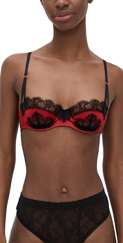 KIKI DE MONTPARNASSE LACE INSET BALCONETTE BRA RED