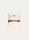Kiki De Montparnasse Lace-inset Cowl-neck Cami In Ecru
