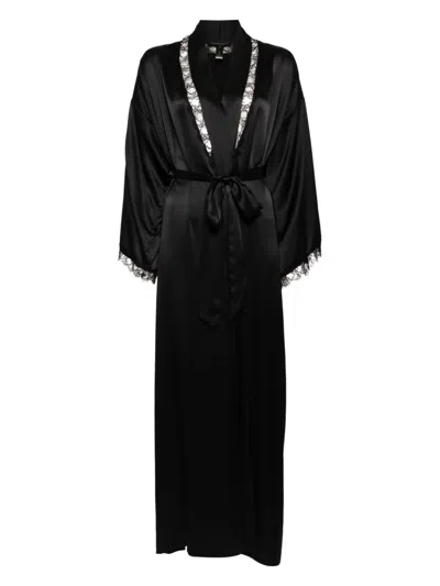 Kiki De Montparnasse Lace Inset Robe In Black