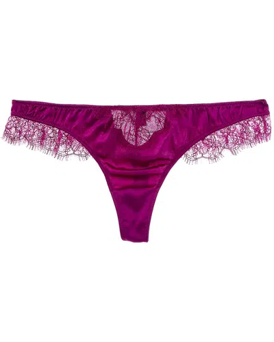 Kiki De Montparnasse Lace Inset Silk-blend Thong In Purple