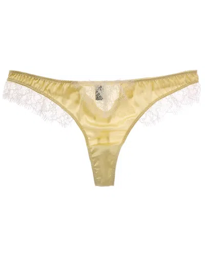 Kiki De Montparnasse Lace Inset Silk-blend Thong In Yellow