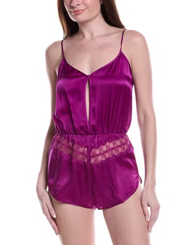 Kiki De Montparnasse Lace Inset Silk Teddy In Purple