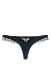 Kiki De Montparnasse Lace Inset Thong In Blue
