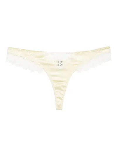 Kiki De Montparnasse Lace Inset Thong In Orange
