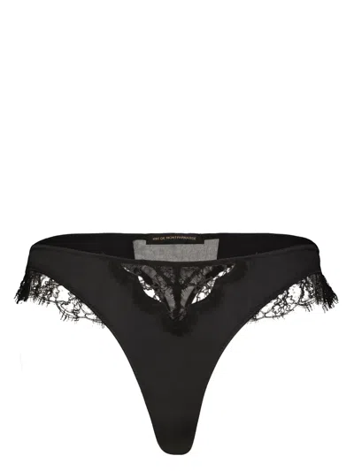 Kiki De Montparnasse Lace Inset Thong In Black