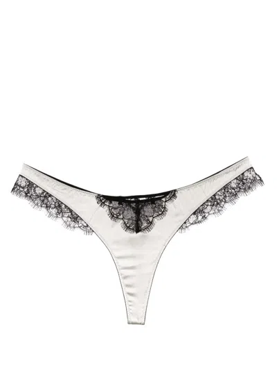 Kiki De Montparnasse Lace Inset Thong In Black