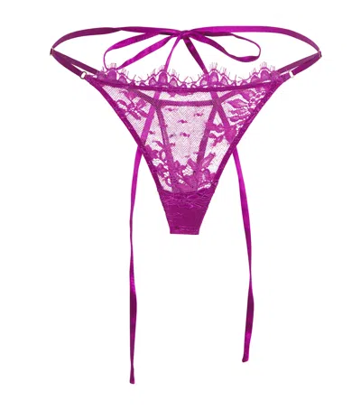 Kiki De Montparnasse Lace Jolie Thong In Purple