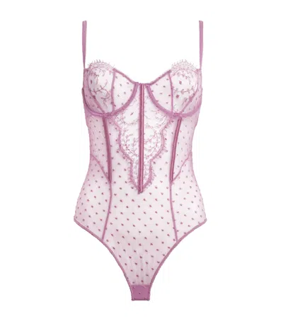 Kiki De Montparnasse Lace Merci Beaucoup Bodysuit In Pink