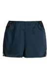 Kiki De Montparnasse Lace-panel Silk Pyjama Shorts In Blue