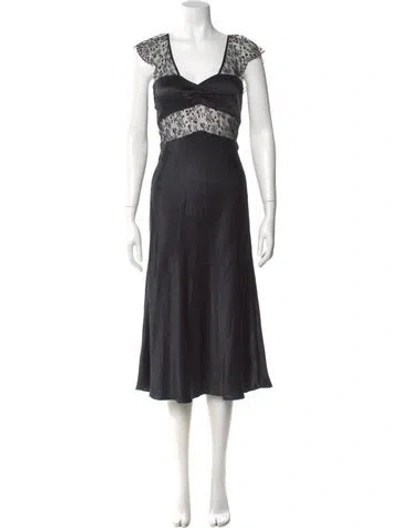Pre-owned Kiki De Montparnasse Lace Pattern Long Dress In Black