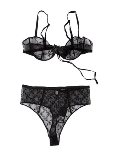 Pre-owned Kiki De Montparnasse Lace Pattern Lounge Set In Black