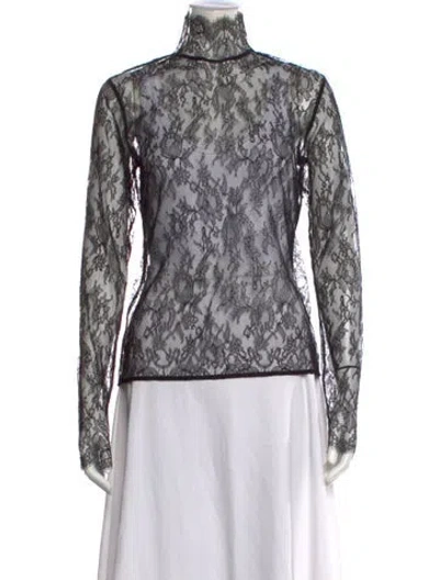 Pre-owned Kiki De Montparnasse Lace Pattern Mock Neck Top In White