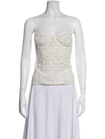 Pre-owned Kiki De Montparnasse Lace Pattern Square Neckline Top W/ Tags In Neutrals