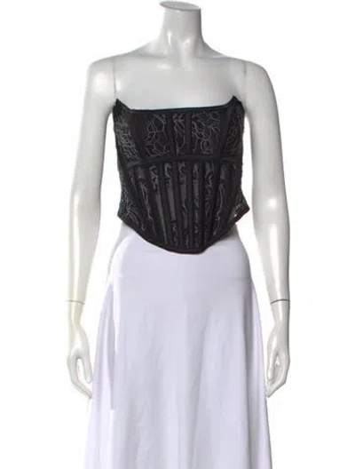 Pre-owned Kiki De Montparnasse Lace Pattern Strapless Top In Black
