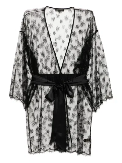 Kiki De Montparnasse Lace Robe In Black