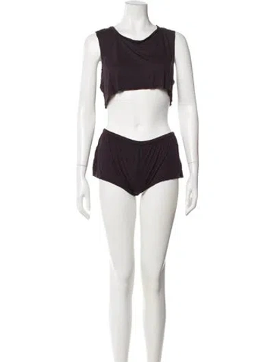Pre-owned Kiki De Montparnasse Lace Trim Embellishment Lounge Set In Black