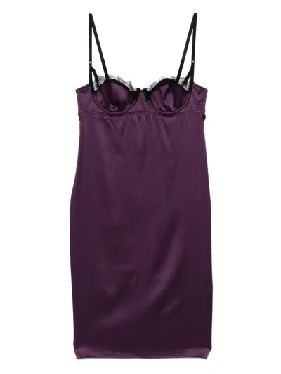Kiki De Montparnasse Lace-trim Satin Nightdress In Purple
