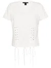 Kiki De Montparnasse Lace-up Cotton T-shirt In White