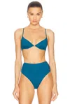 Kiki De Montparnasse Lace Up Demi Bikini Top In La Mer