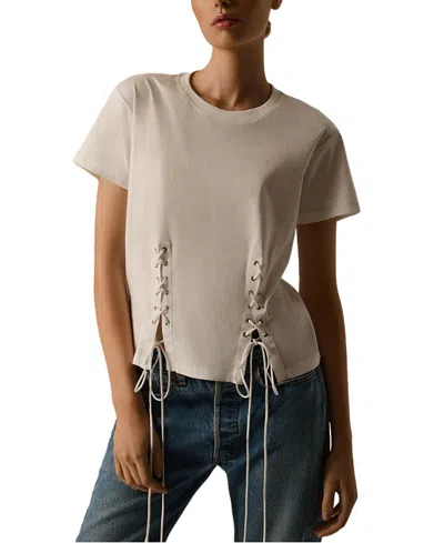 Kiki De Montparnasse Lace Up T-shirt In White