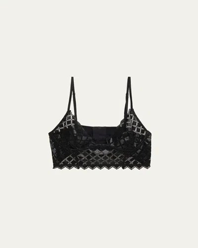 Kiki De Montparnasse Lamine Diamond-embroidered Longline Bra In Black