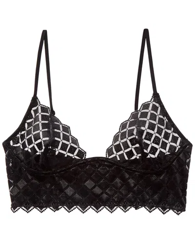 Kiki De Montparnasse Lamine Embroidery Silk-trim Longline Bra In Black