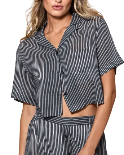Kiki De Montparnasse Le Boy Cotton/silk Ss Cropped Shirt In Black